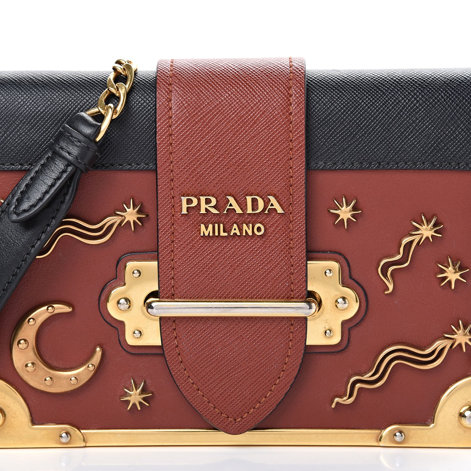 Prada City Calf Saffiano Cahier Astrology Bag Cotto Black 10 of 14