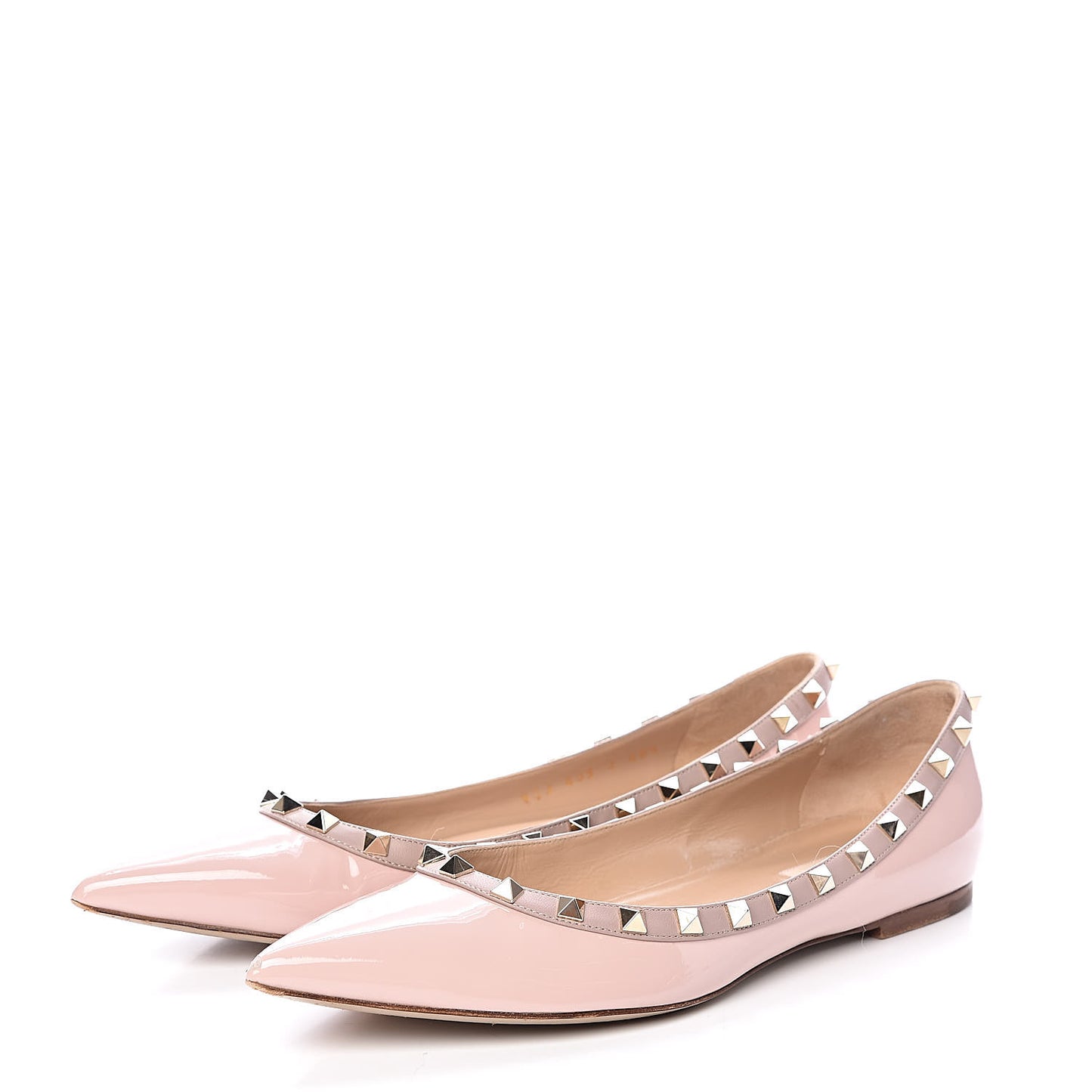 Patent Nappa Rockstud Ballerina Flats 40.5 Water Rose Poudre