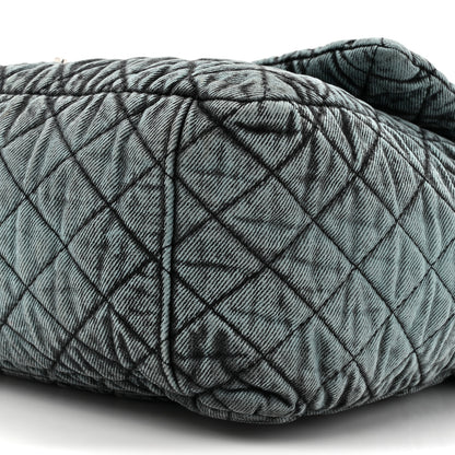 Chanel Denim Quilted Denimpression XXL Flap Blue Black 9 of 13