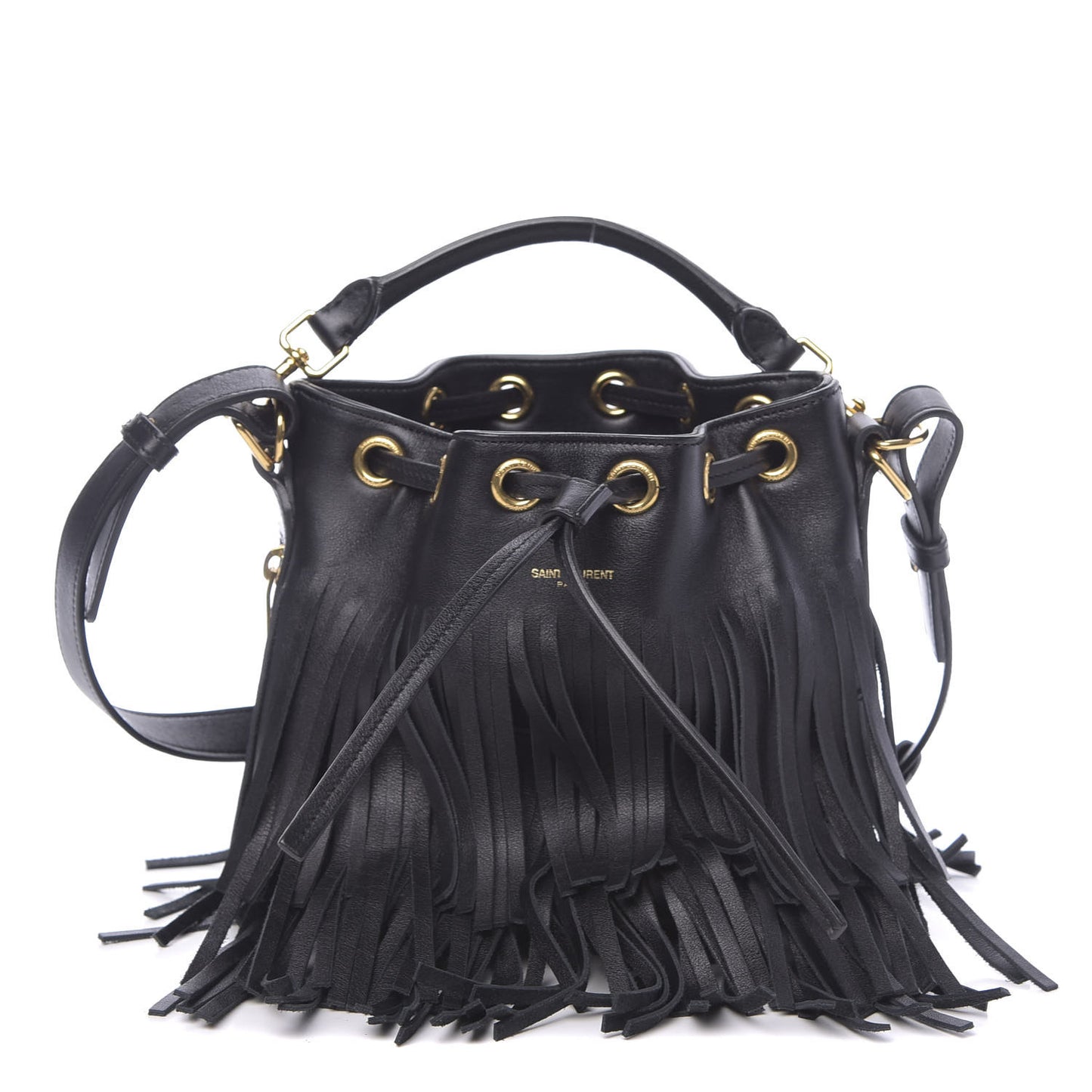 Calfskin Small Emmanuelle Fringe Hobo Bag Black