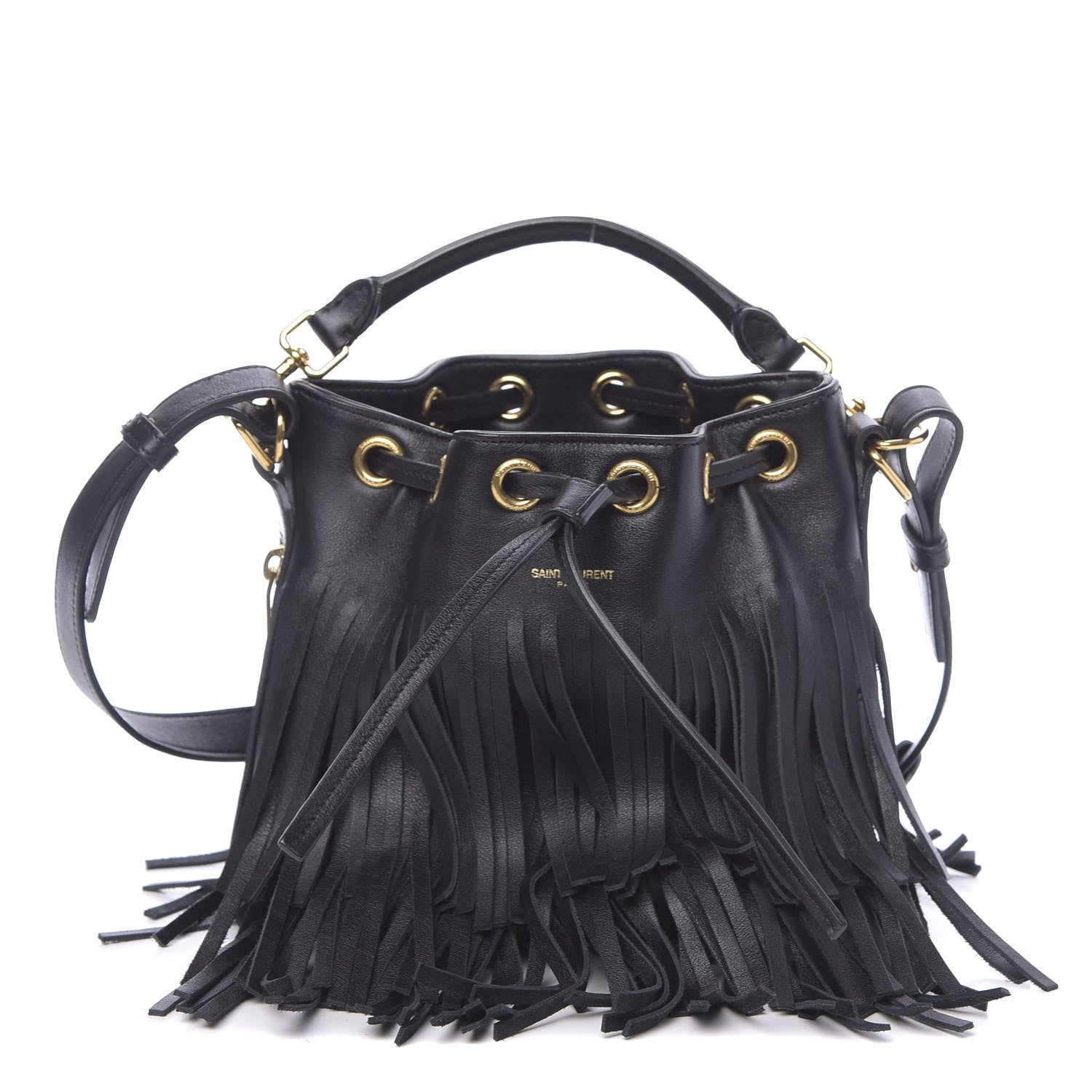 Saint Laurent Calfskin Small Emmanuelle Fringe Hobo Bag Black 1 of 9