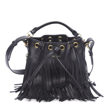 Saint Laurent Calfskin Small Emmanuelle Fringe Hobo Bag Black 1 of 9