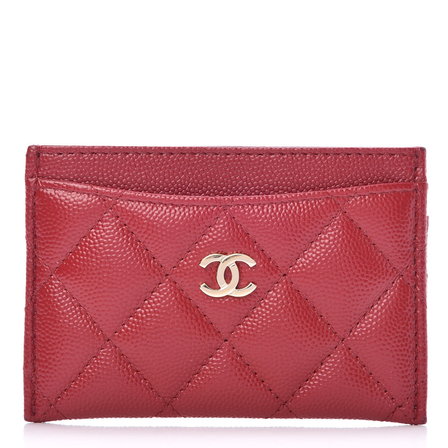 Caviar Quilted Card Holder Red