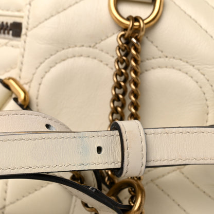 Gucci Calfskin Matelasse Mini GG Marmont Round Backpack White 12 of 13