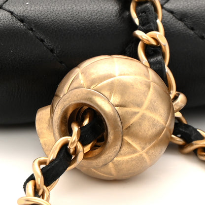 Chanel Lambskin Quilted CC Pearl Crush Zip Card Holder On Chain Black 10 of 10