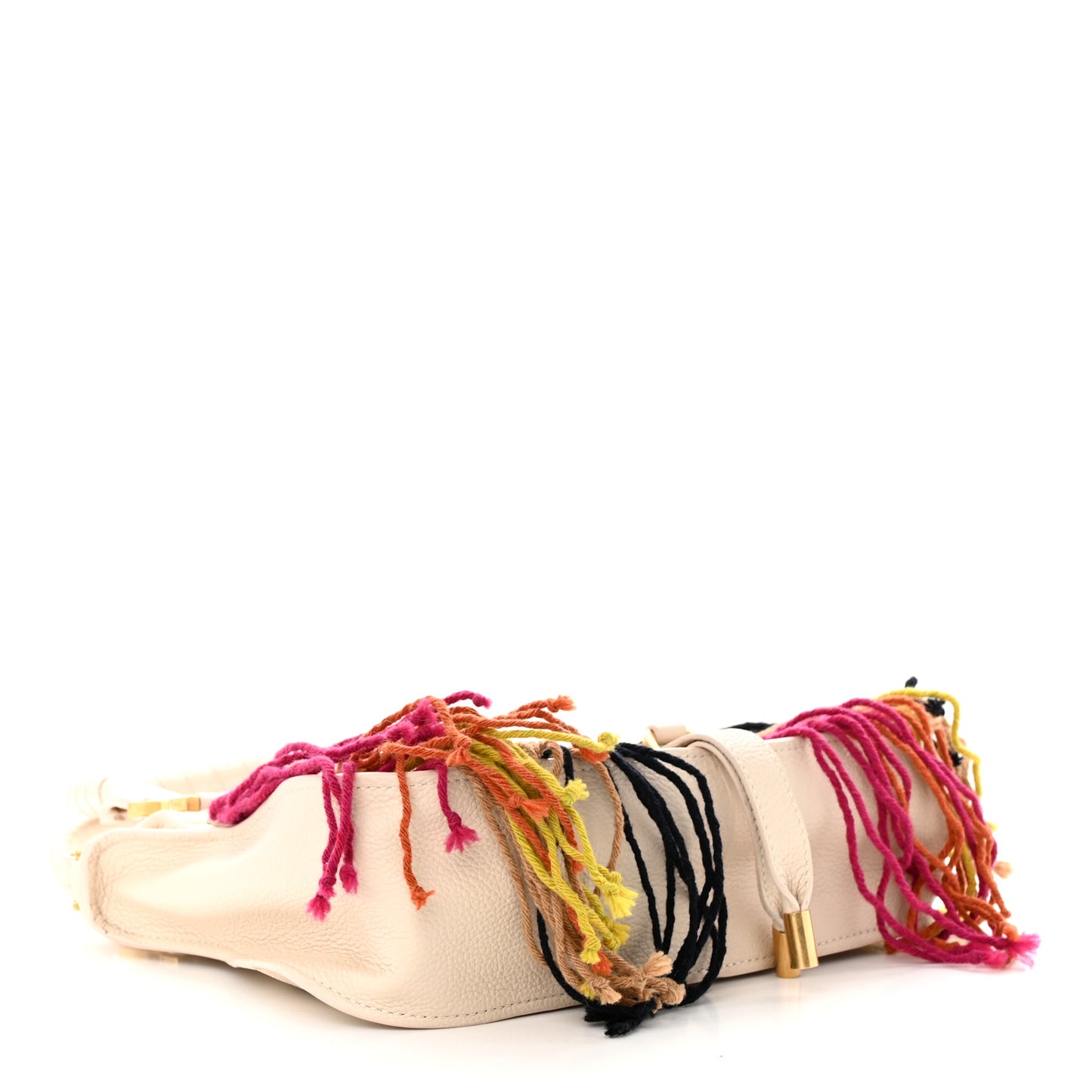 Calfskin Small Fringe Marcie Satchel Nude Multicolor