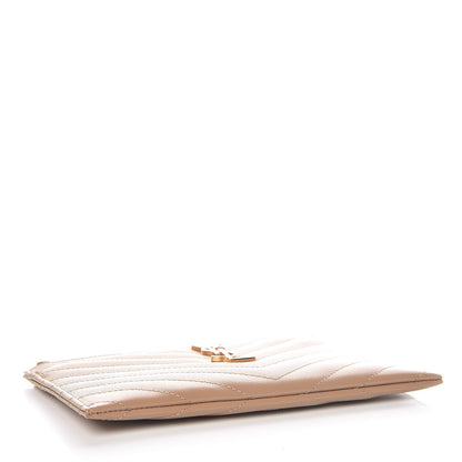 Saint Laurent Grain De Poudre Chevron Monogram Bill Pouch Cork 4 of 8