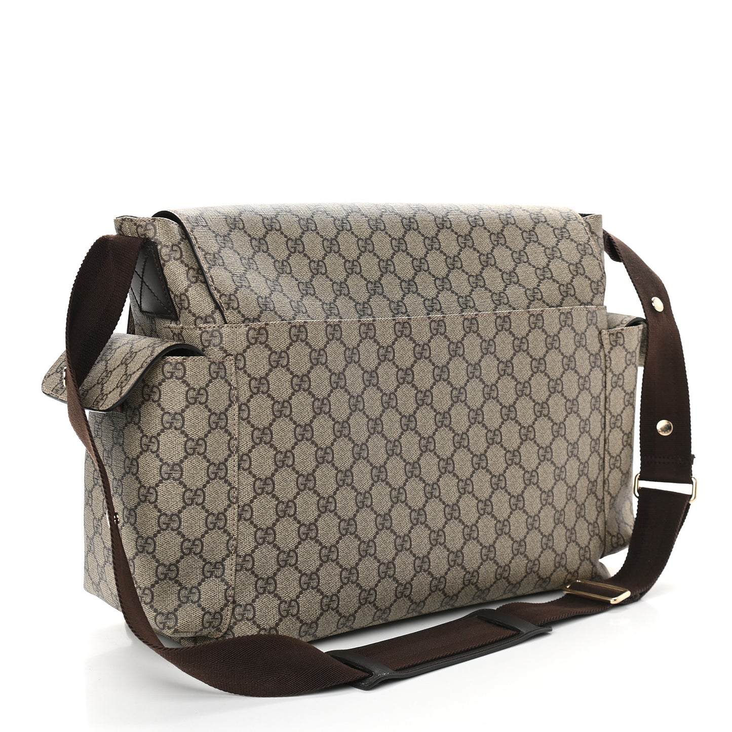 GG Plus Monogram Messenger Diaper Bag Dark Brown