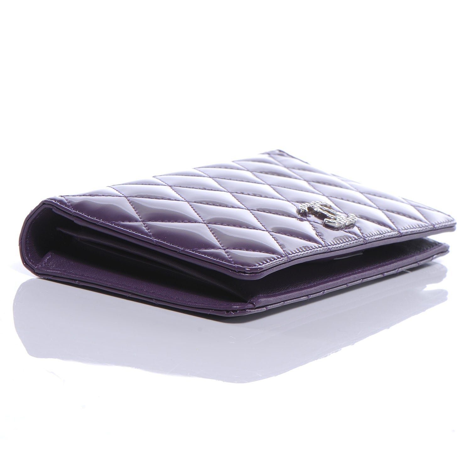 Chanel Patent Quilted Yen Wallet Purple 4 of 8