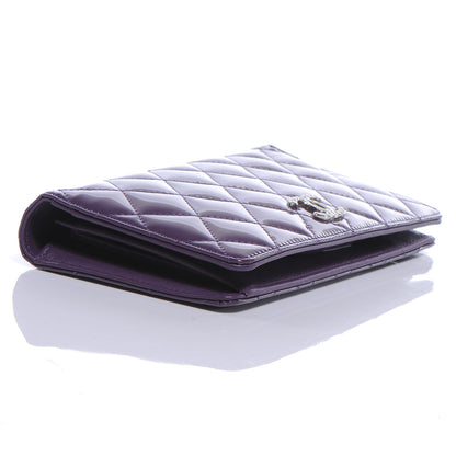 Chanel Patent Quilted Yen Wallet Purple 4 of 8