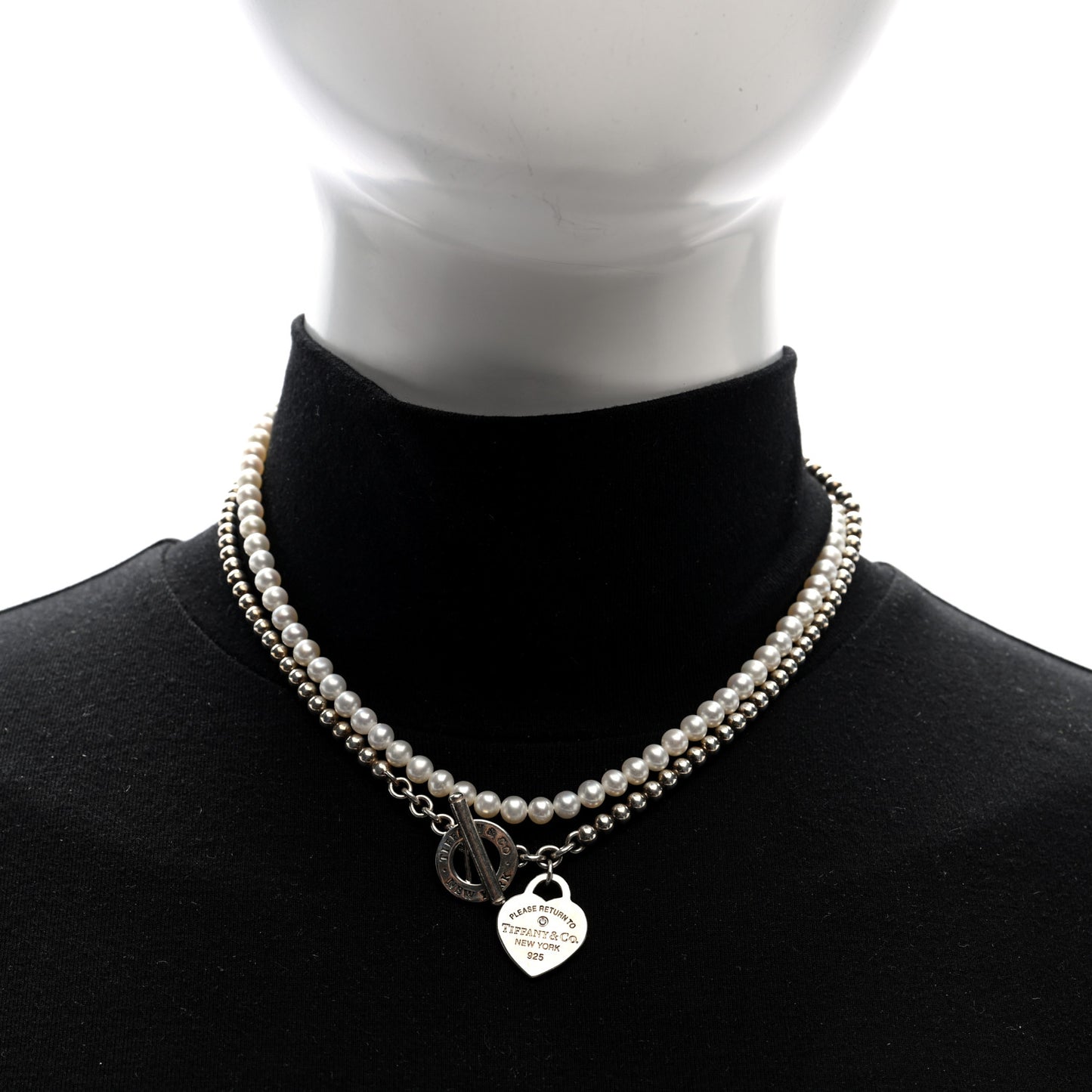 Sterling Silver Diamond Cultured Pearl Return to Tiffany Wrap Necklace