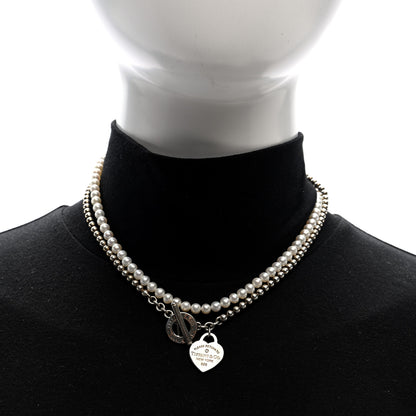Tiffany Sterling Silver Diamond Cultured Pearl Return to Tiffany Wrap Necklace 2 of 4