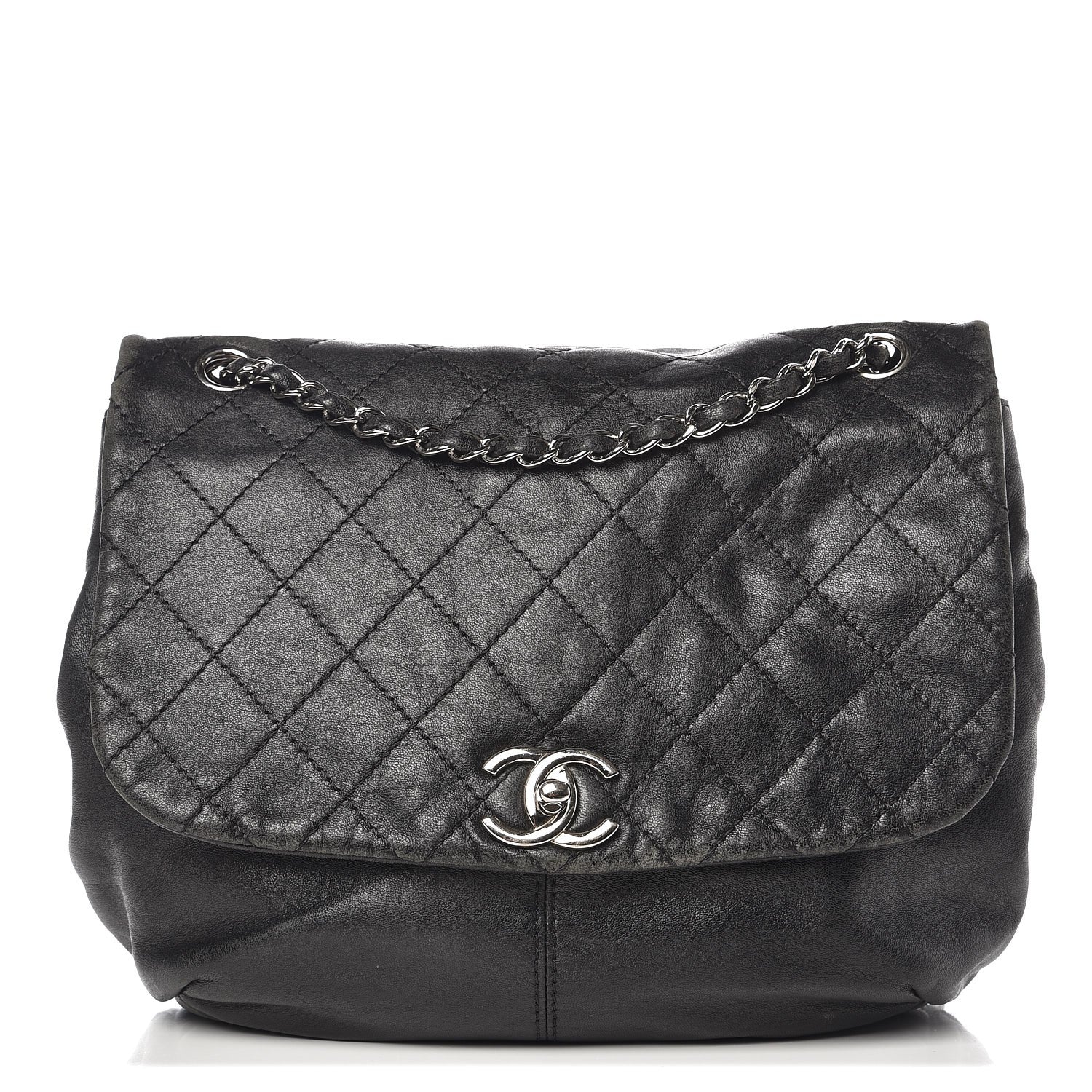 Chanel Shiny Lambskin Quilted Medium Trianon Messenger Flap Black 1 of 16