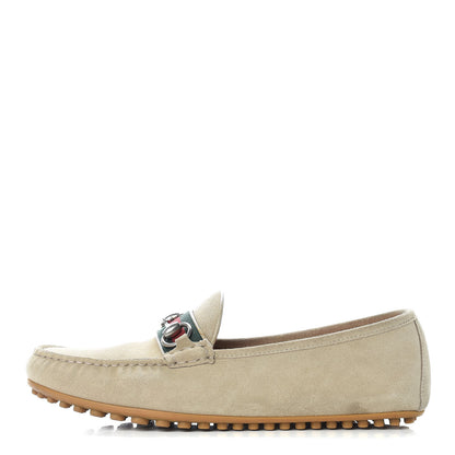 Gucci Suede Web Mens Horsebit Driver Loafers 8 Oatmeal 1 of 15
