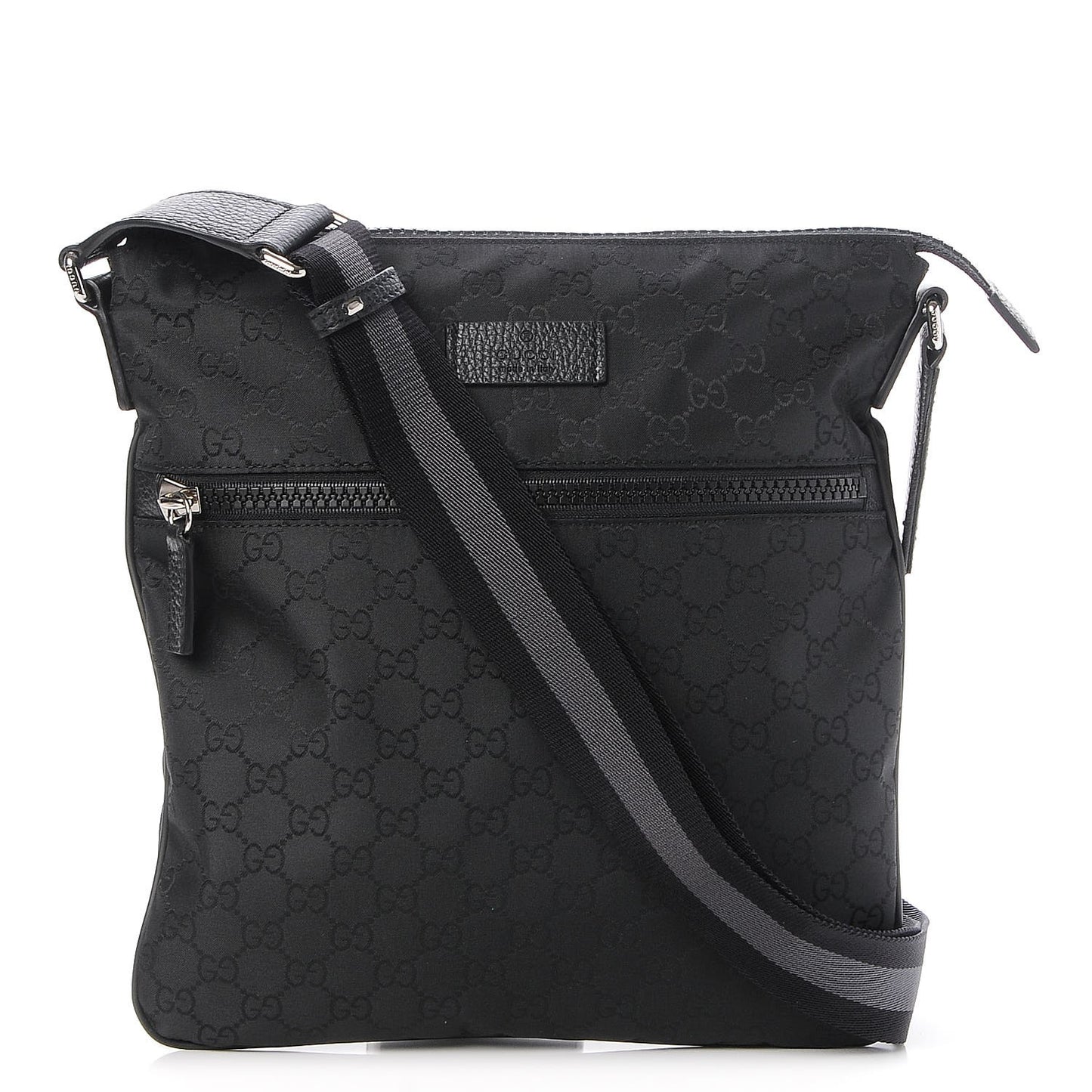 Nylon Monogram Small Flat Messenger Bag Black
