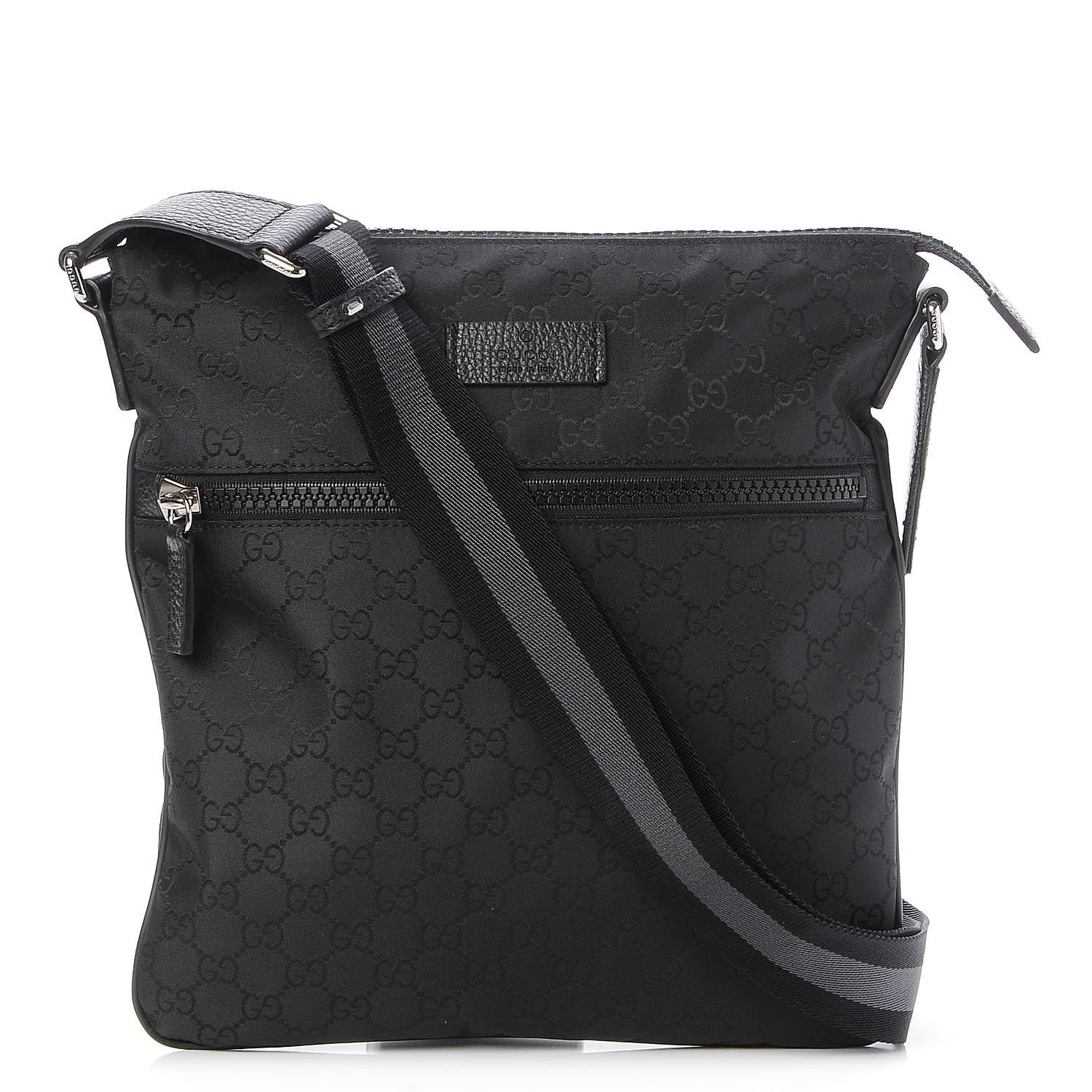 Gucci Nylon Monogram Small Flat Messenger Bag Black 1 of 7