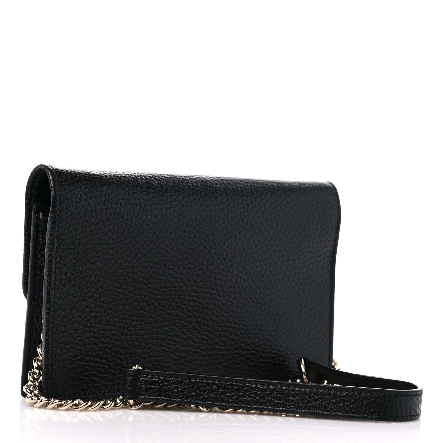 Dollar Calfskin Interlocking G Chain Wallet Black