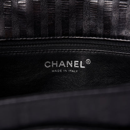 Chanel Metallic Aged Calfskin Striped Accordion Reissue 2.55 Flap Black 8 of 10