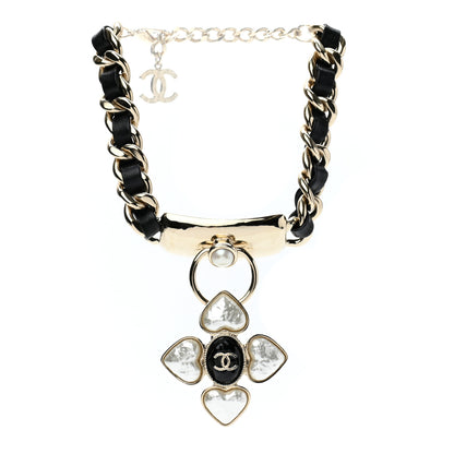 Chanel Lambskin Pearl Resin CC Choker Gold Black 3 of 7