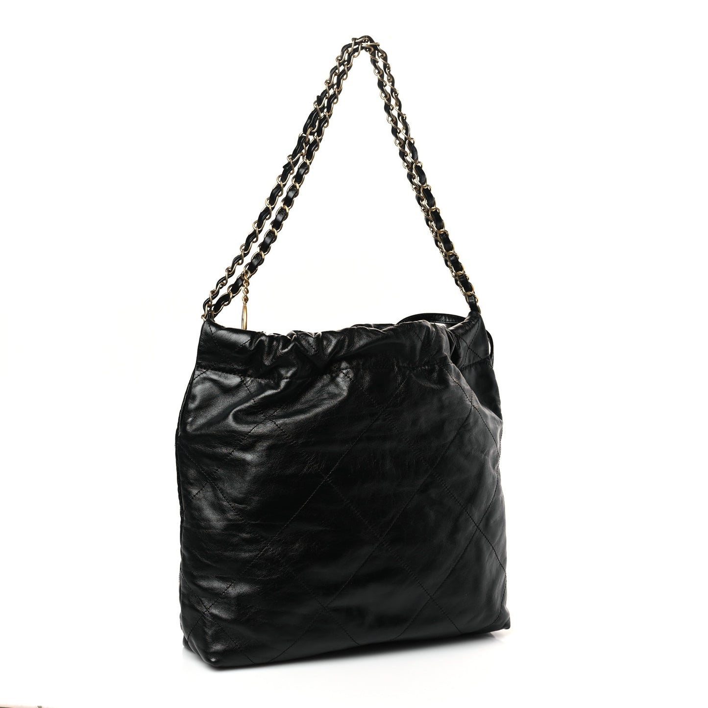 Shiny Calfskin Quilted Small Chanel 22 Black