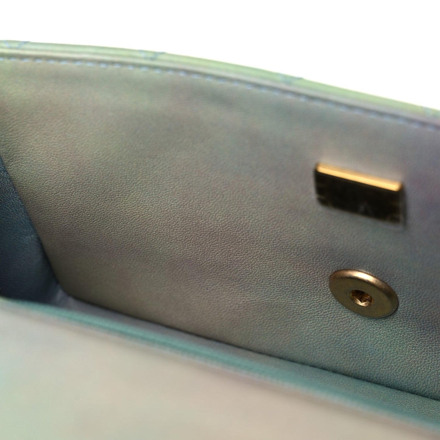 Lambskin Quilted Ombre Mini Top Handle Rectangular Flap Blue Green