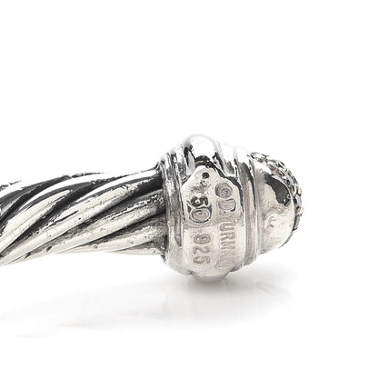 David Yurman Sterling Silver 18K White Gold Pave Diamond 7mm Cable Classics Bracelet 4 of 5