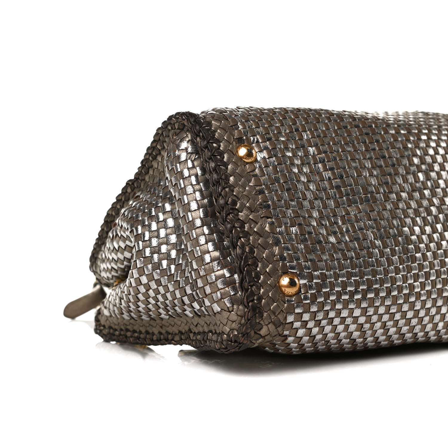 Prada Goatskin Woven Medium Tote Moro 8 of 17