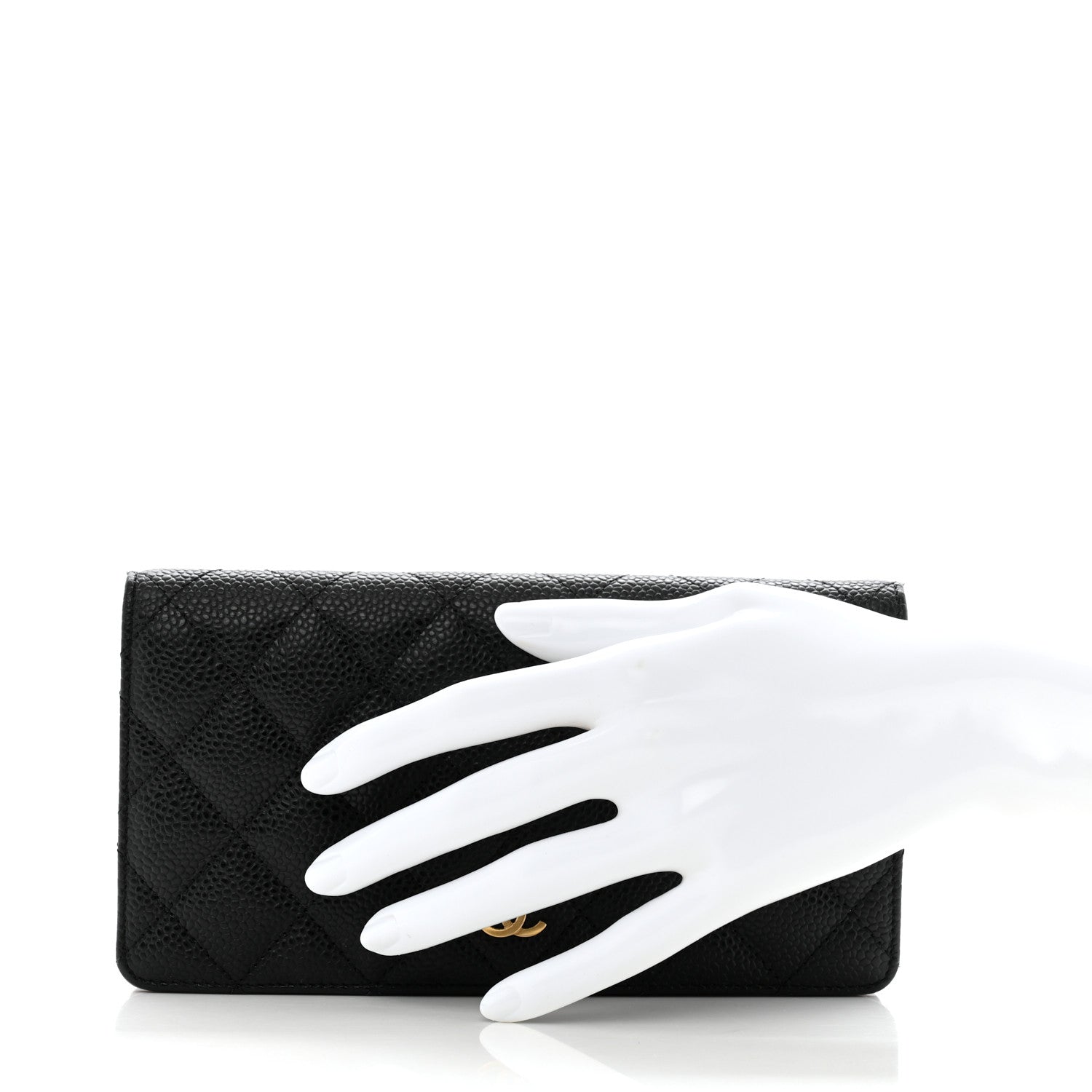 Chanel Caviar Quilted Yen Wallet Black 2 of 10