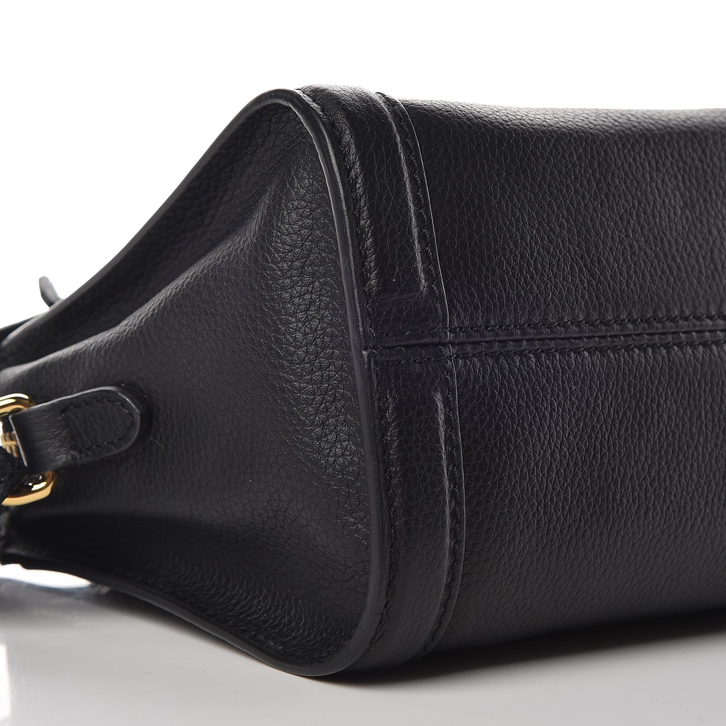 Pebbled Calfskin Mini Padlock Tote Black