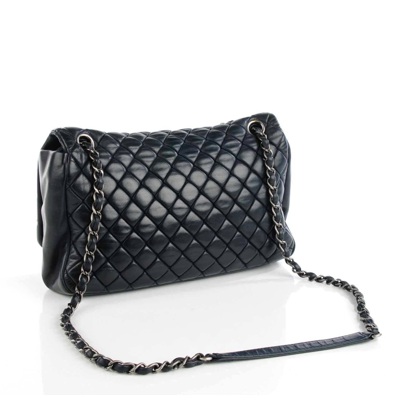 Chanel Iridescent Calfskin Quilted Large New Bubble Flap Navy 3 of 8
