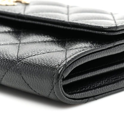 Chanel Caviar Quilted Multi Chain CC Large Gusset Flap Wallet Black 11 of 12