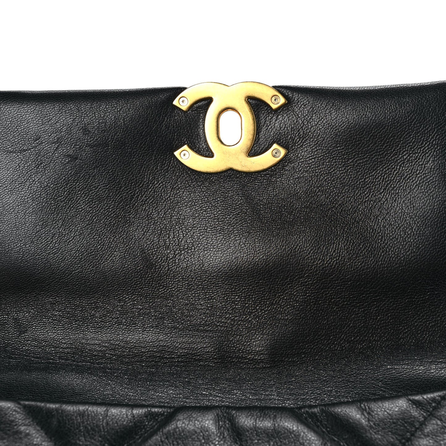 Shiny Goatskin Quilted Medium Chanel 19 Flap Black
