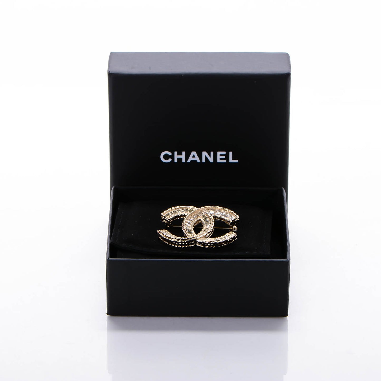 Crystal CC Brooch Light Gold