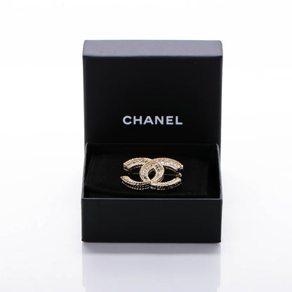 Chanel Crystal CC Brooch Light Gold 5 of 5