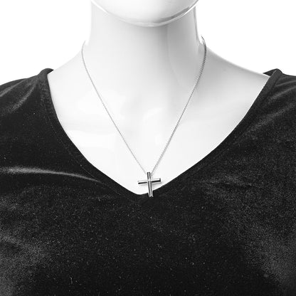 Tiffany Sterling Silver Diamond Cross Pendant Necklace 2 of 8