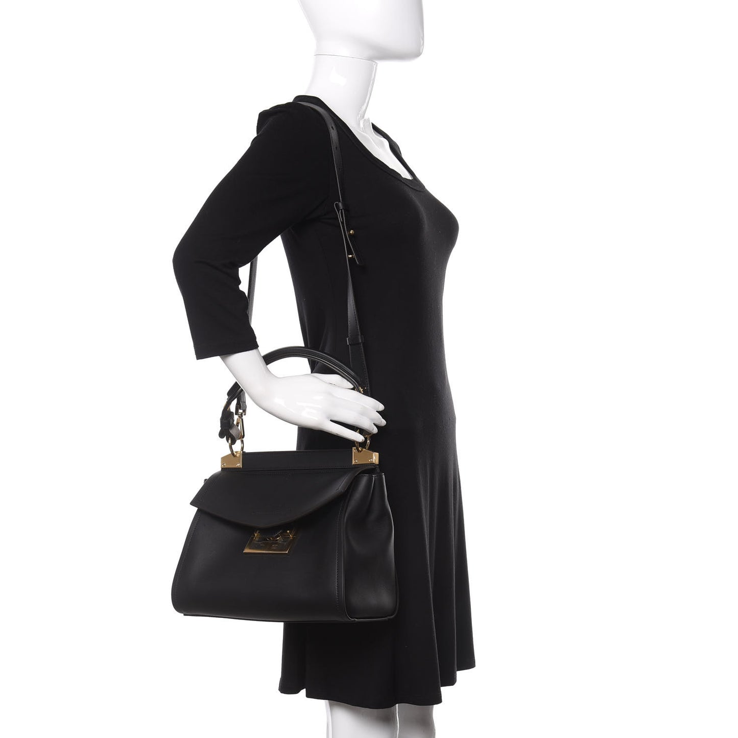 Calfskin Small Mystic Shoulder Bag Black