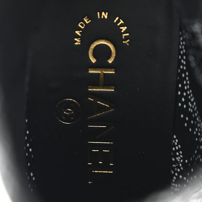 Chanel Calfskin Camellia Printed Ankle Boots 38 Black White 6 of 9