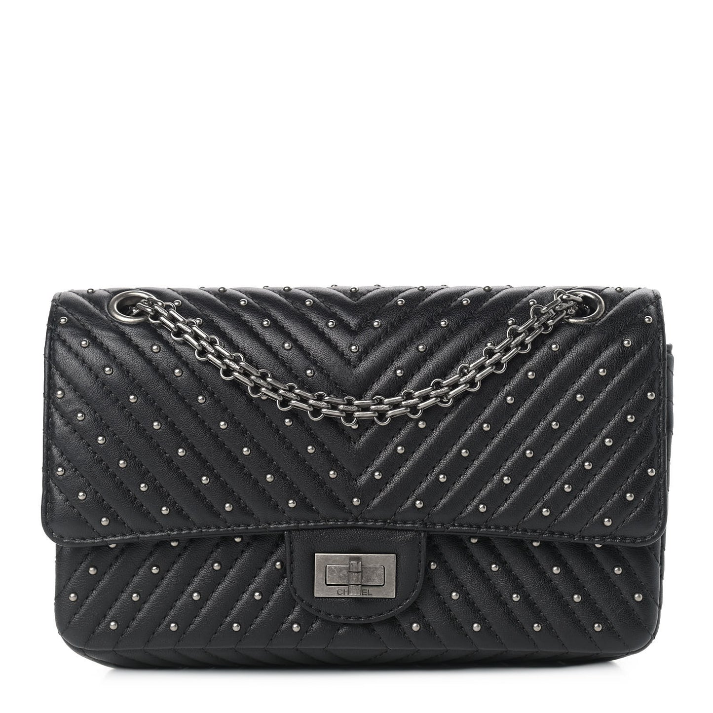 Sheepskin Chevron Quilted Studded 2.55 Reissue 225 Flap Black