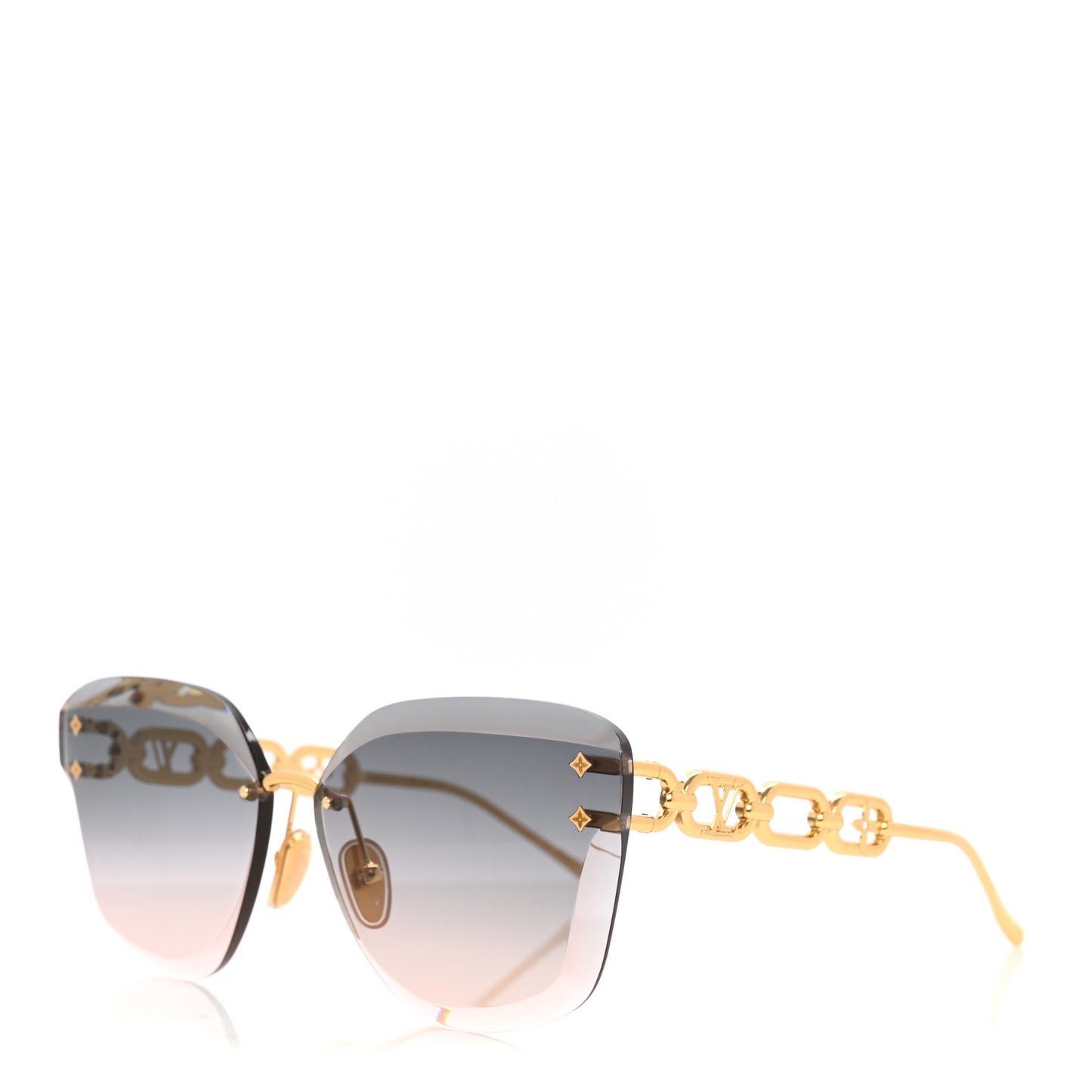Metal Rimless LV Jewel Cat Eye Sunglasses Z1626U Gradient Blue