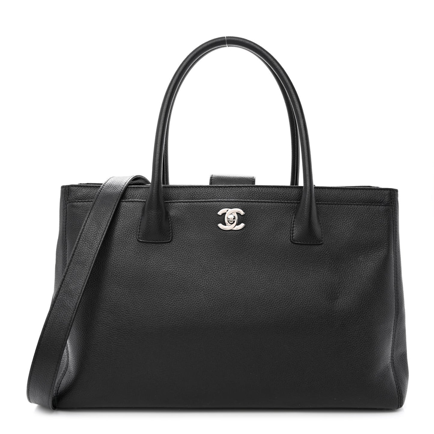 Calfskin Cerf Executive Shopper Tote Black