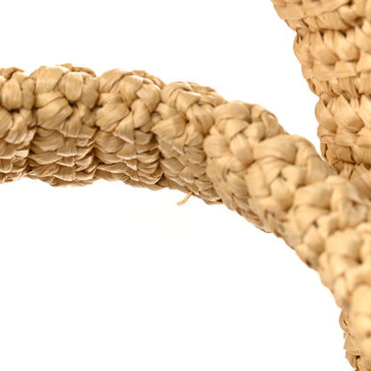 Prada Yarn Raffia Effect Crochet Embroidered Logo Tote Naturale 10 of 10