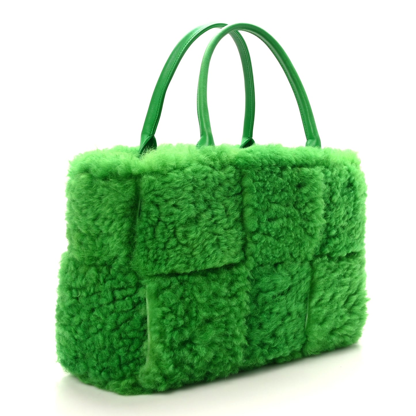 Shearling Small Intrecciato Arco Tote Parakeet