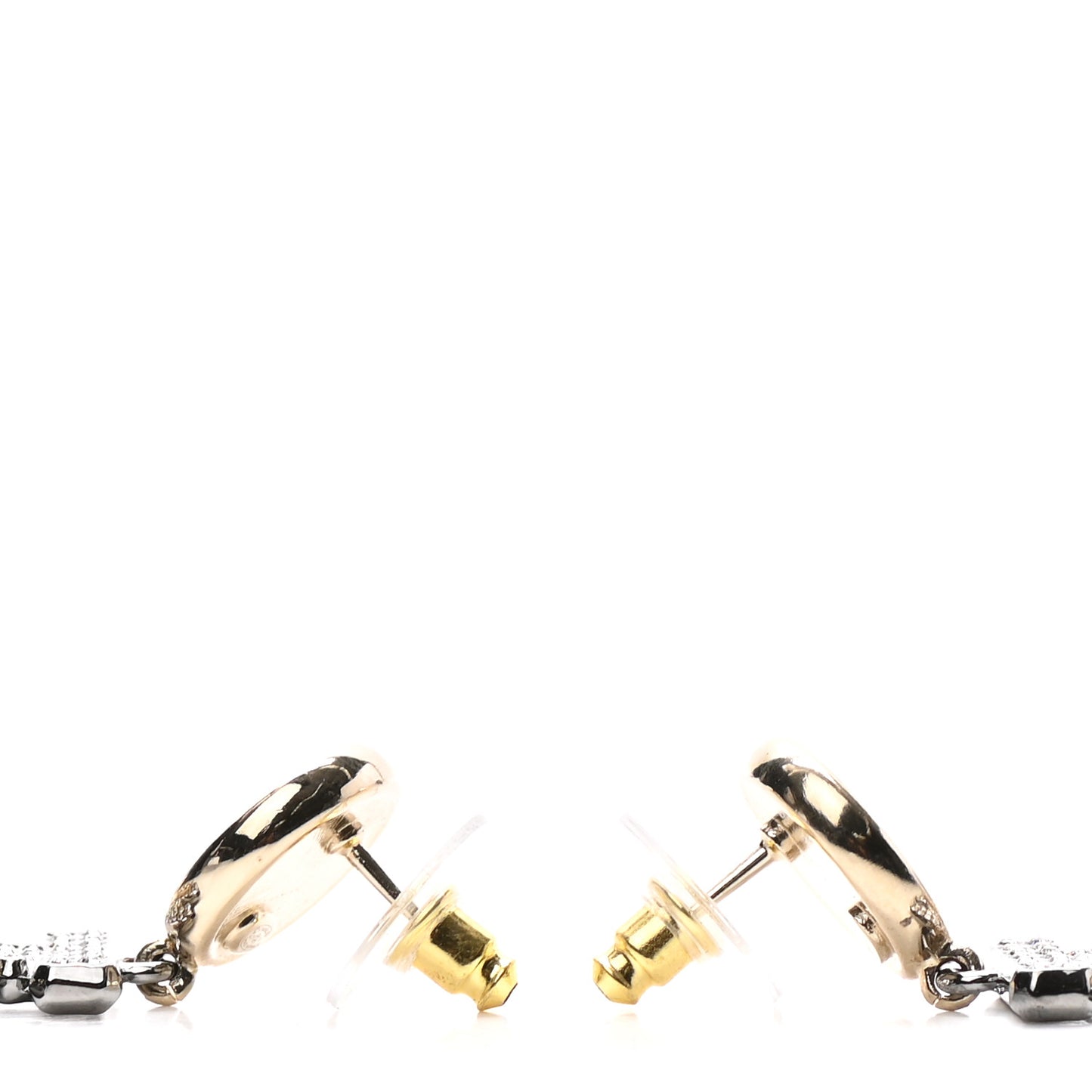 Crystal CC No 5 Perfume Bottle Drop Earrings Gold Silver
