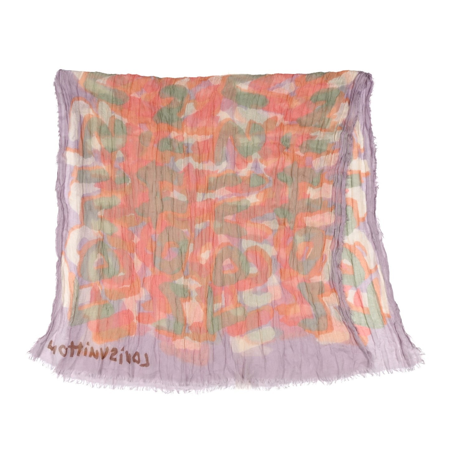 Cashmere Silk Graffiti Stole Purple