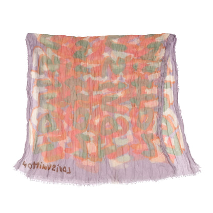 Louis Vuitton Cashmere Silk Graffiti Stole Purple 2 of 3
