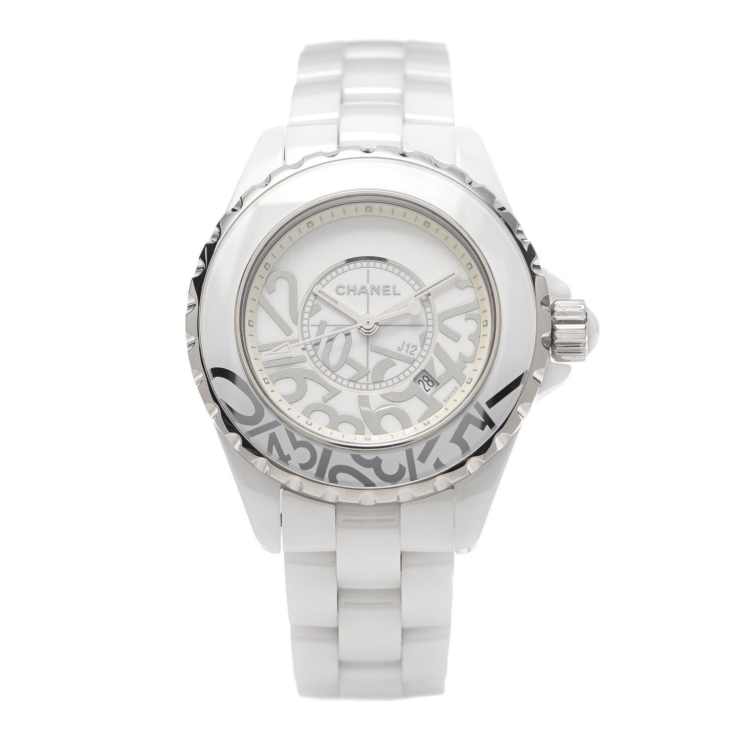 Stainless Steel Ceramic 33mm J12 Limited Edition Graffiti Quartz Watch White