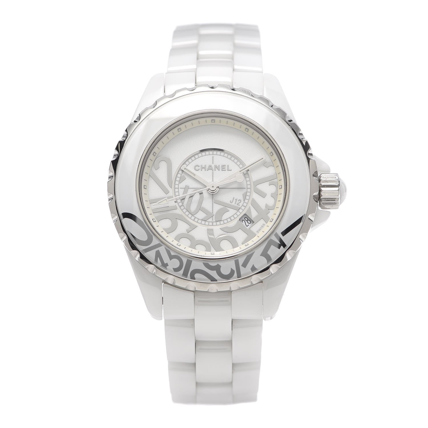 Chanel Stainless Steel Ceramic 33mm J12 Limited Edition Graffiti Quartz Watch White 1 of 7