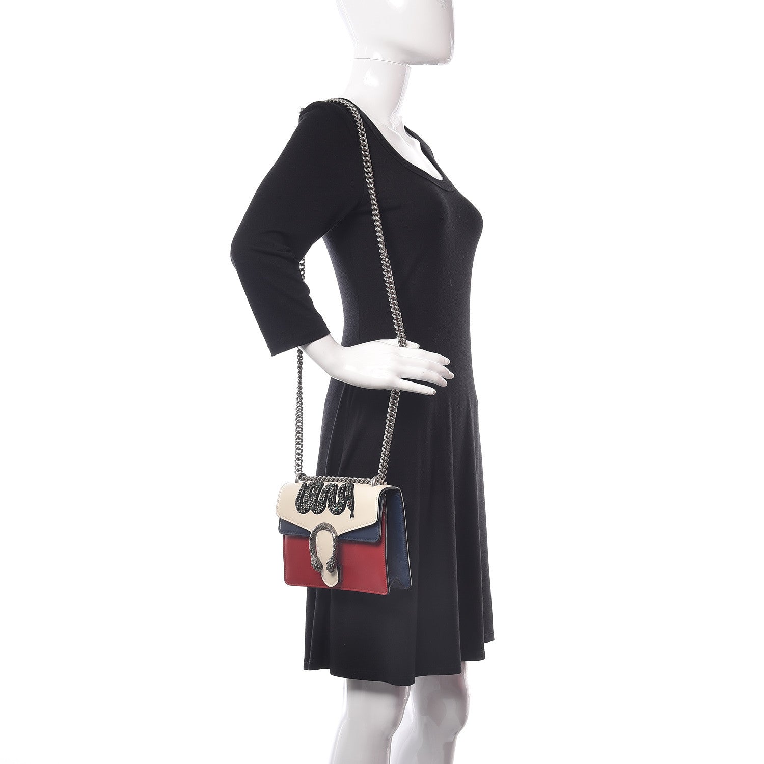Gucci Calfskin Crystal Snake Embroidered Mini Dionysus Shoulder Bag Mystic White Hibiscus Red Blue Agata 2 of 9