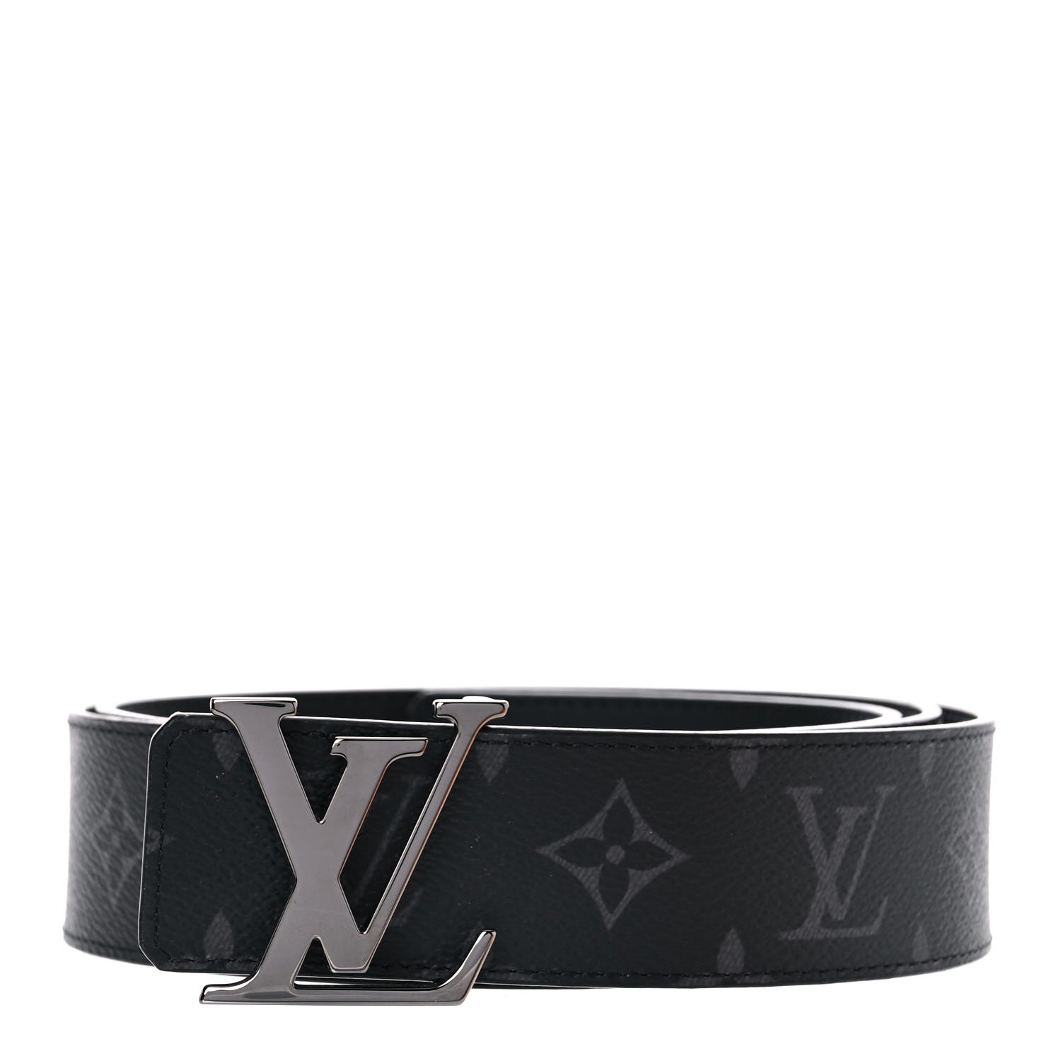 Louis Vuitton Monogram Eclipse Taigarama 40mm LV Initiales Reversible Belt 105 42 Black 1 of 8
