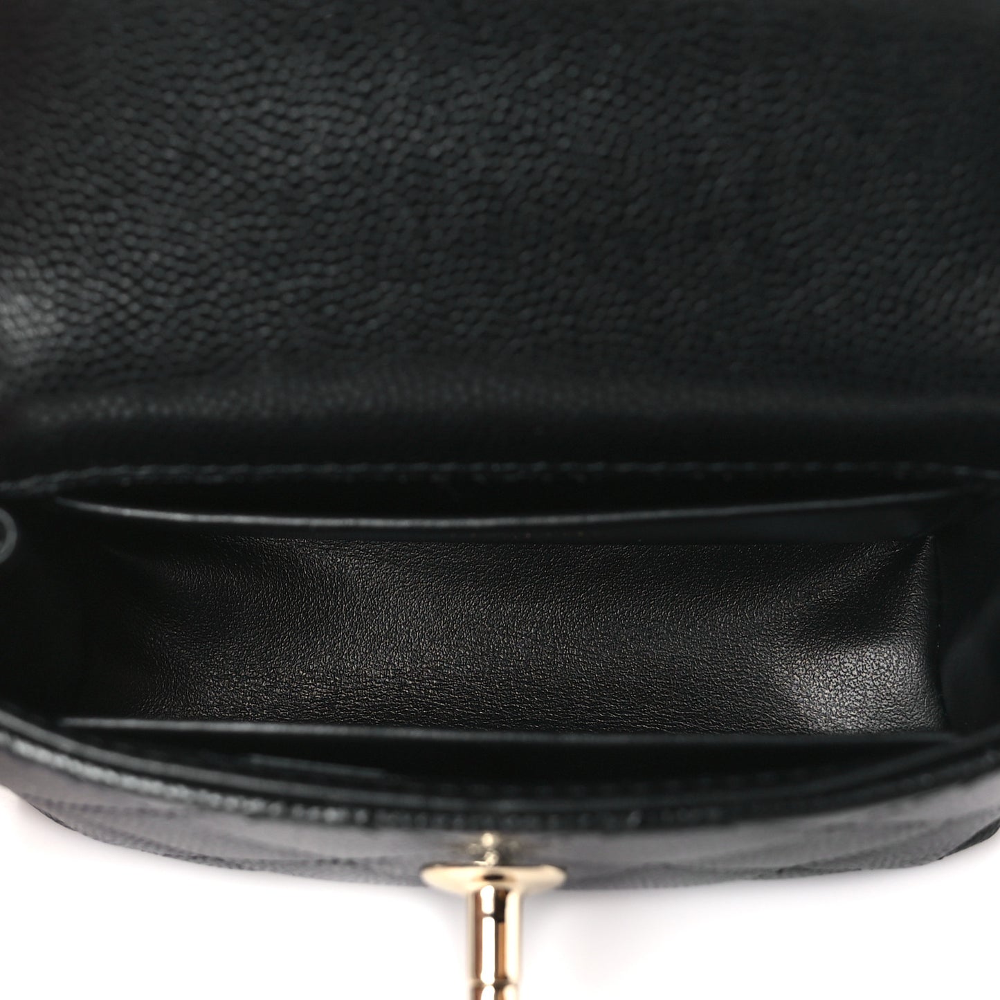 Caviar Quilted Nano Coco Handle Clutch With Chain Black